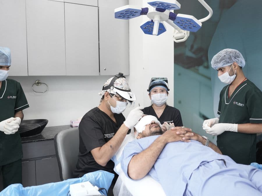 Post-hair-transplant aftercare session