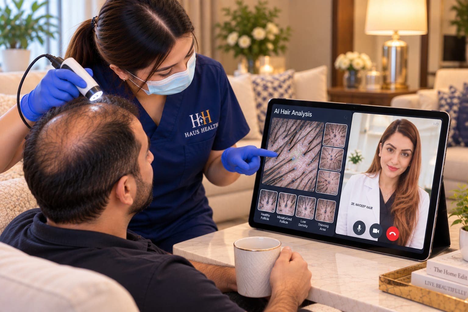 AI-assisted skin, hair and scalp analysis session
