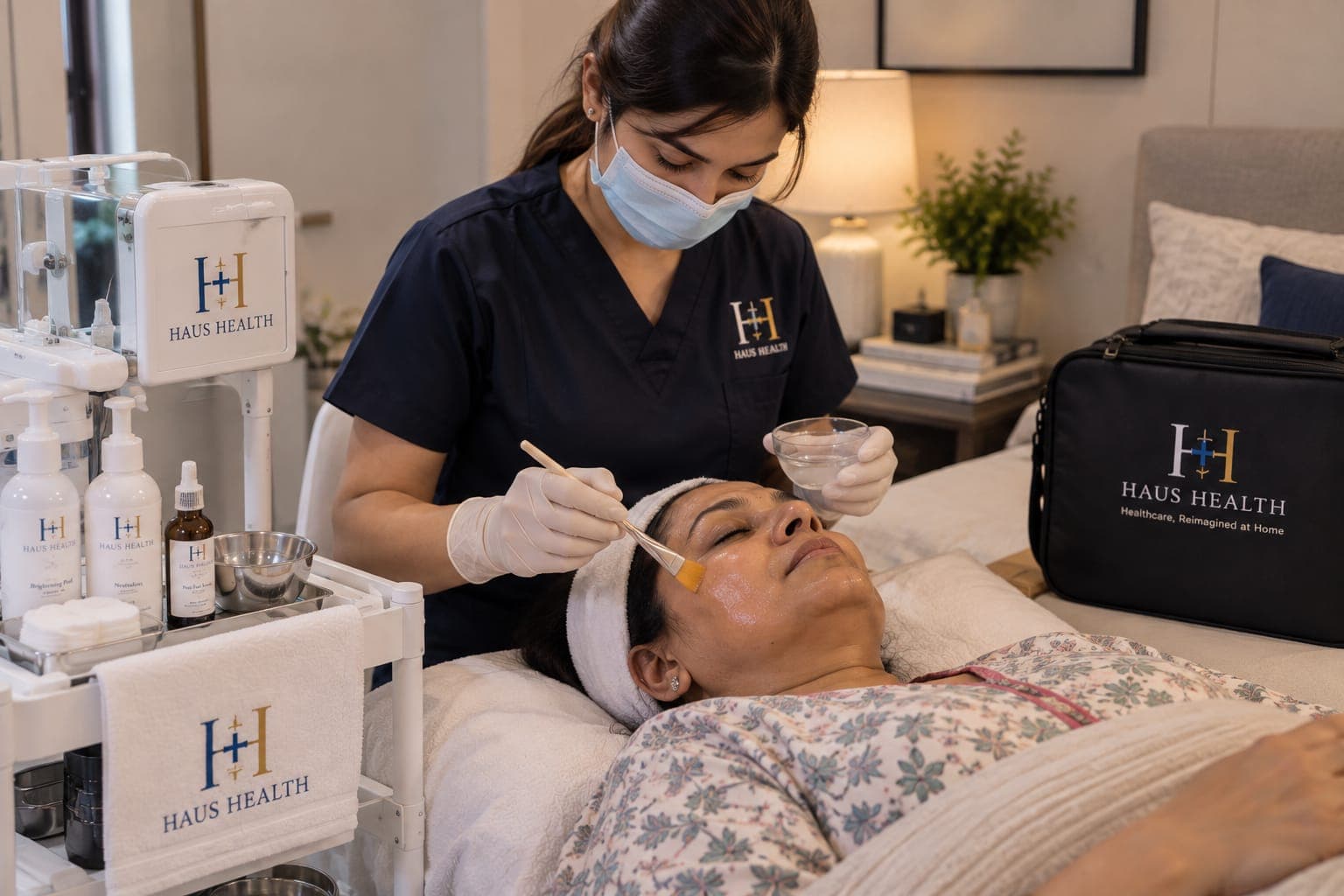 Chemical peel treatment being applied