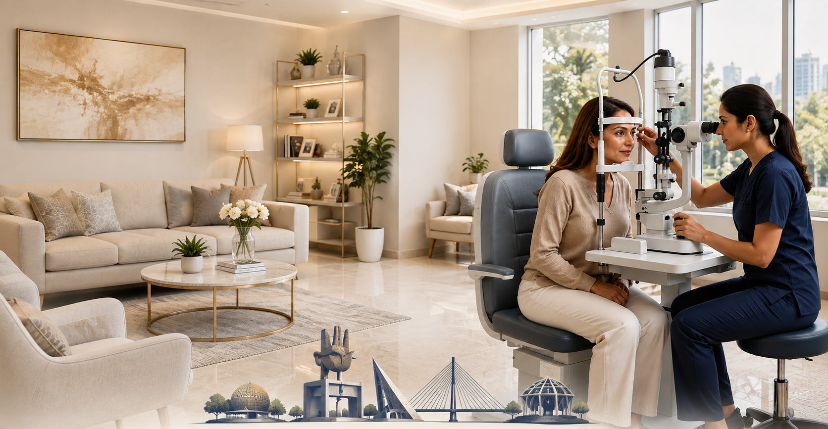 Doctor reviewing screening results on a tablet during a home healthcare visit
